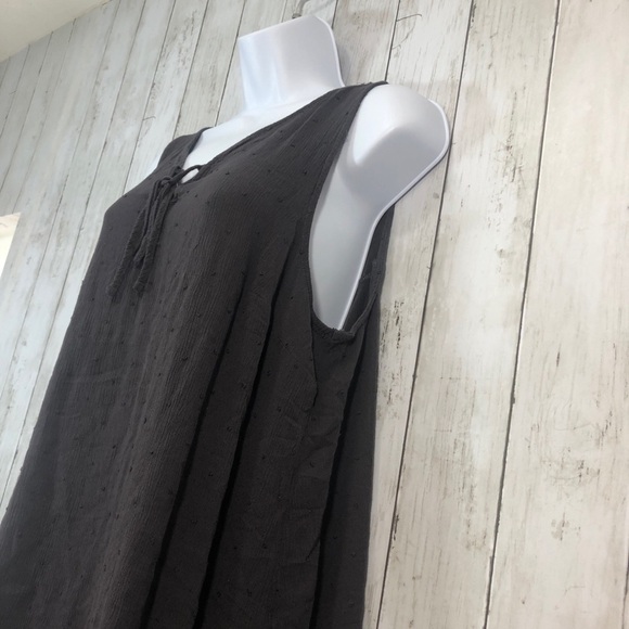 Torrid Dark Grey Swiss Dot Lace-Up Tank 1 - Picture 3 of 10